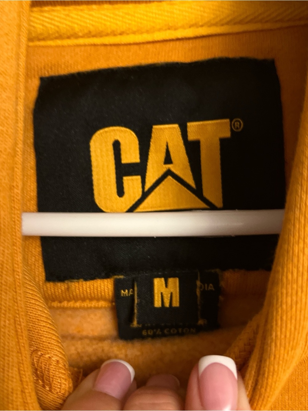 Caterpillar golden Yellow Pullover Hoodie with CAT Chest Logo - Picture 5 of 6